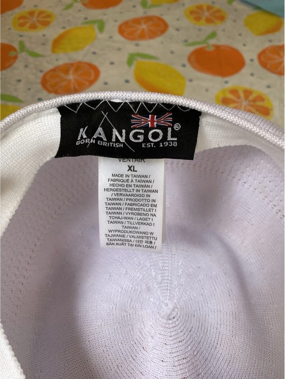 Kangol Hat Cap Fitted Flat Mens Size XL White Tropic Lightweight Summer Golf
